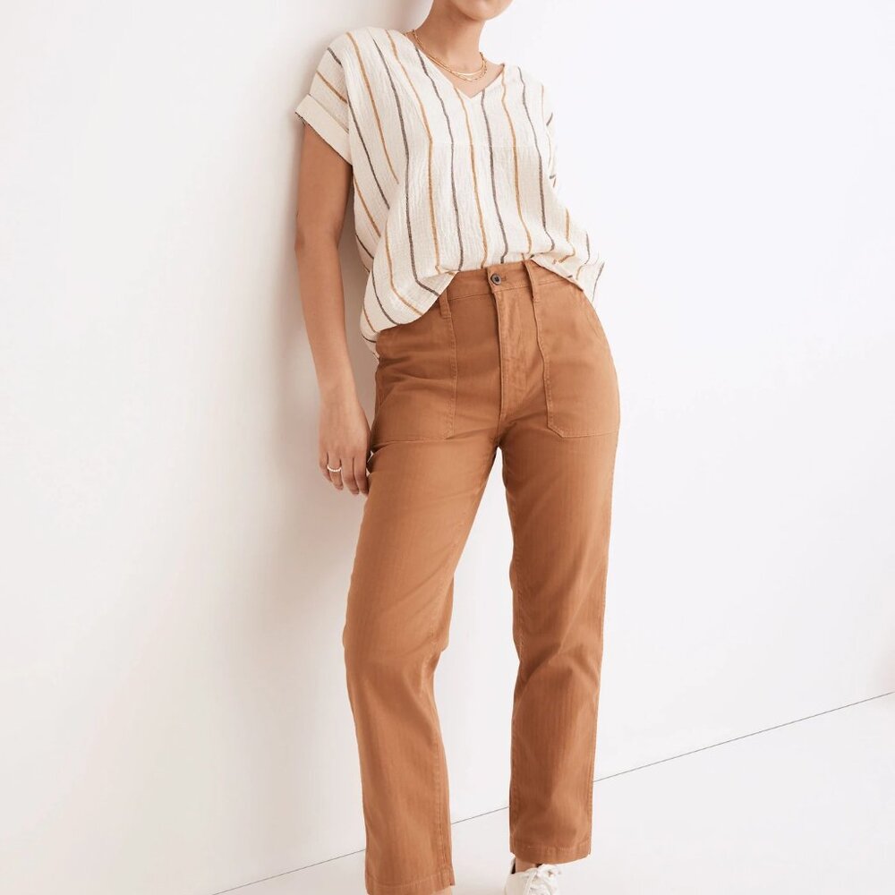 High-Rise Straight Leg Pants in Camel